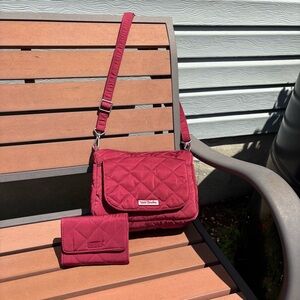 Vera Bradley Berry Red Mini Carson and Riley Compact Wallet in Performance Twill